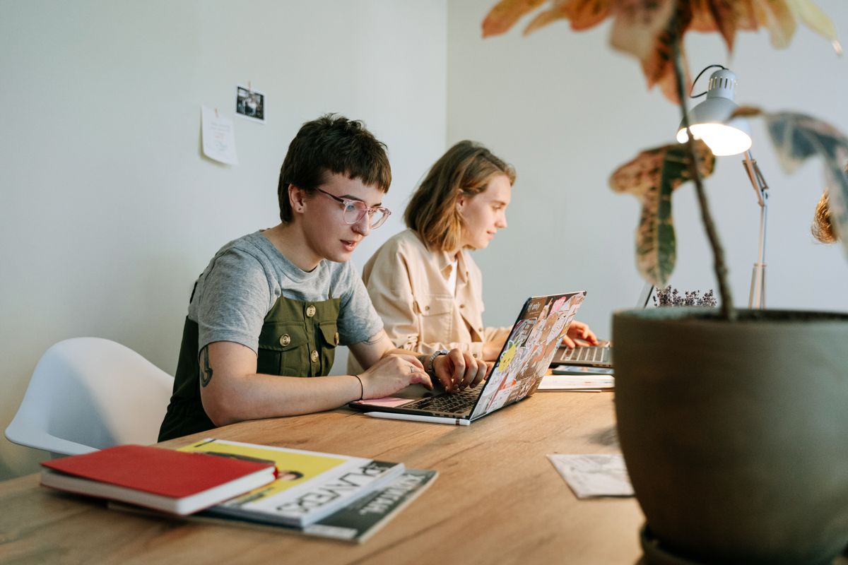 Support staff at a workstation